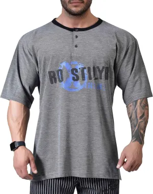 Men's Oversize T-Shirt, Cotton Buttoned Collar, Comfort Design Short Sleeve T-Shirt