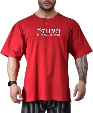 Men's Oversize T-Shirt, Cotton Buttoned Collar, Comfort Design Short Sleeve T-Shirt