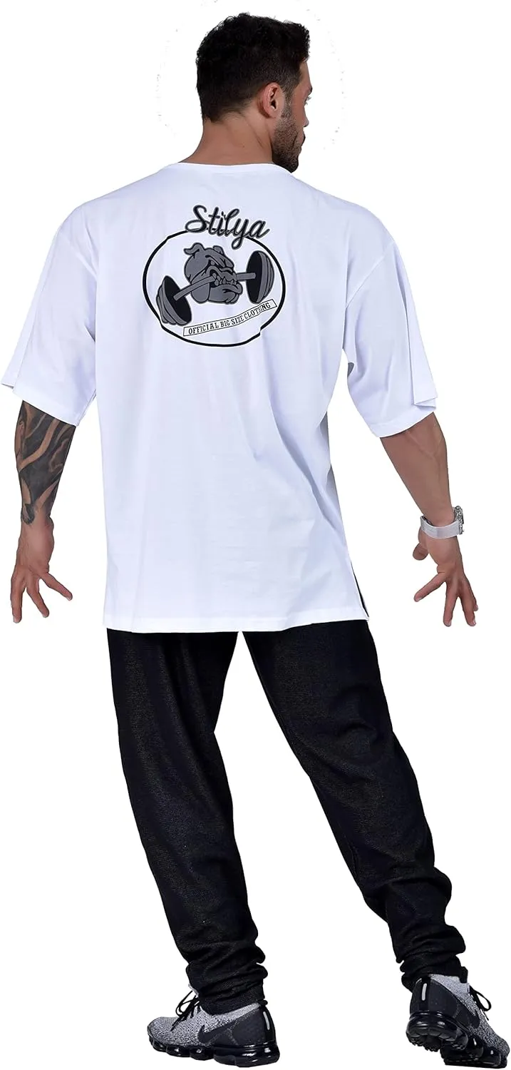 Men's Oversize T-Shirt, Cotton Buttoned Collar, Comfort Design Short Sleeve T-Shirt