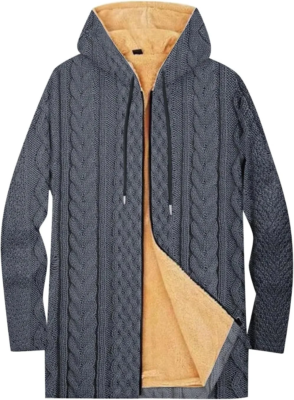 Mens Sherpa Lined Hoodie Zip Up Thermal Casual Sweatshirt Thick Warm Heavyweight Hooded