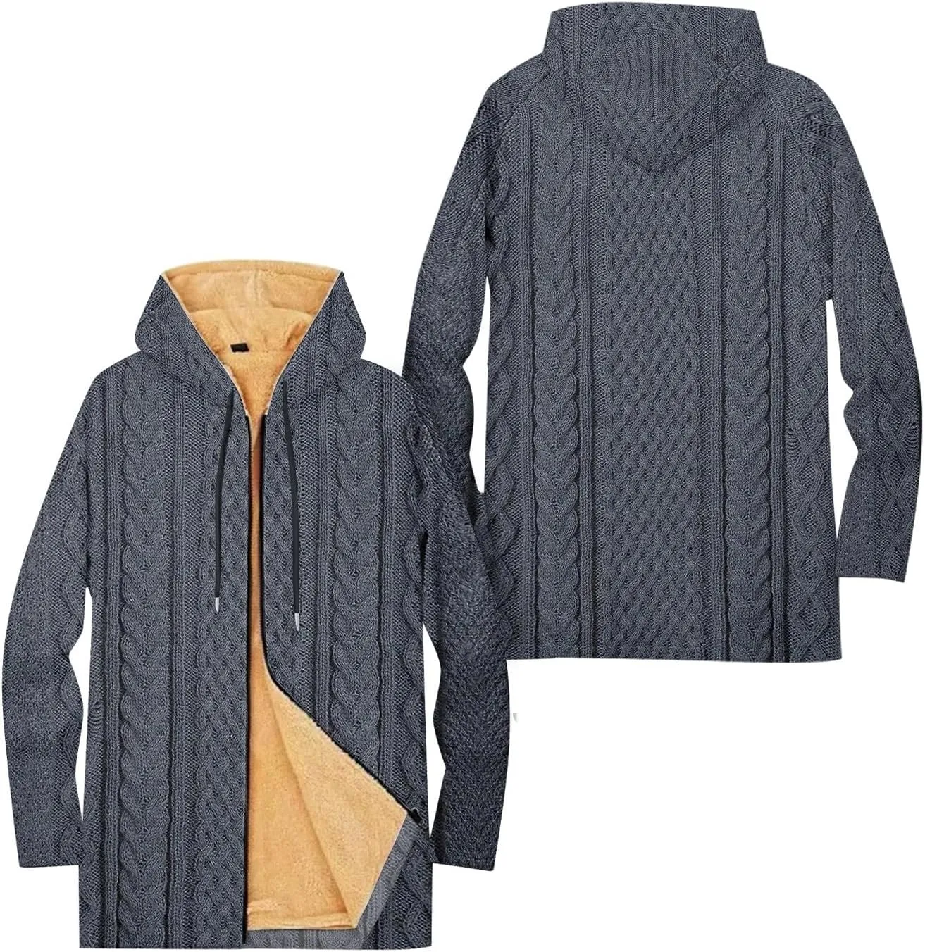 Mens Sherpa Lined Hoodie Zip Up Thermal Casual Sweatshirt Thick Warm Heavyweight Hooded