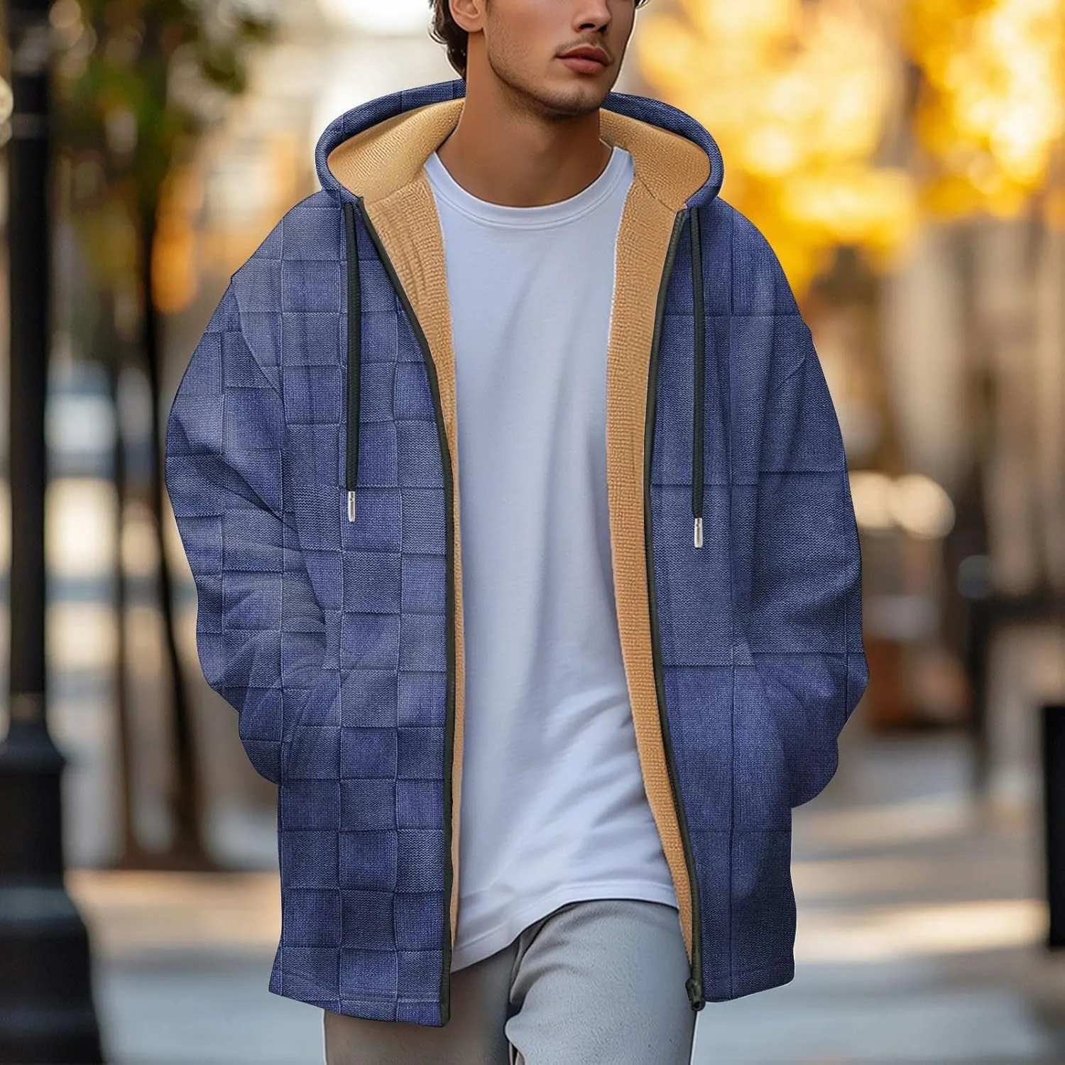 Mens Sherpa Lined Hoodie Zip Up Thermal Casual Sweatshirt Thick Warm Heavyweight Hooded