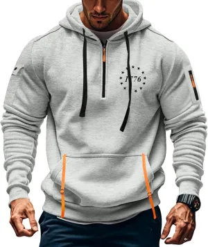 Men's Sweatshirt 1/4 Zip Gym Athletic Soft Drawstring Mens Hoodie Lightweight Basic Sweatshirt with Pockets