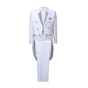 Mens Tuxedo Jacket Tails Slim Fit Tailcoat Solid Dress Coat Swallowtail Dinner Party Wedding Blazer Suit Jacket