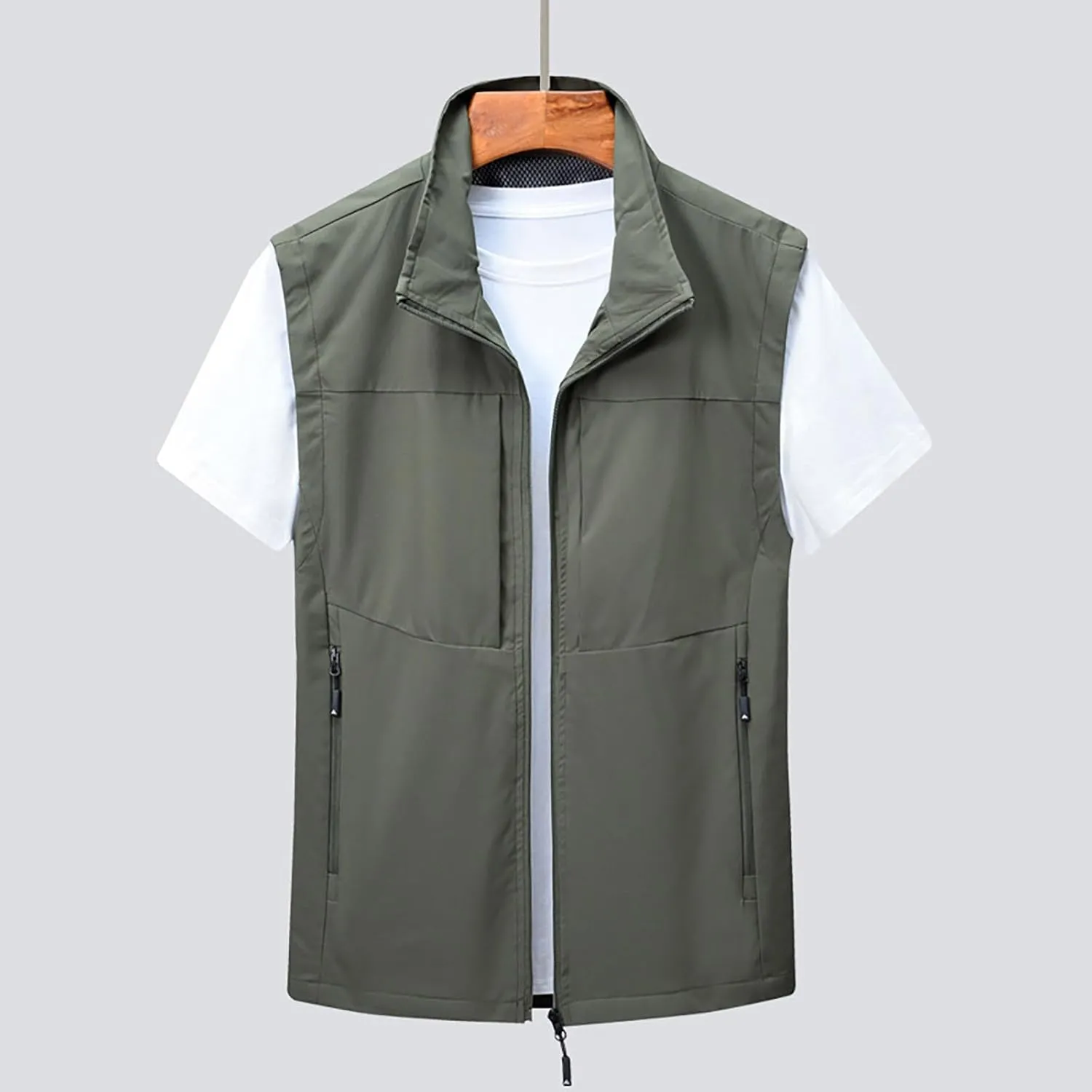 Men'S Vest Warm Vest Solid Color Loose Coat Men Black Vest Light Weight Vest Men Mens Fleece Vests With