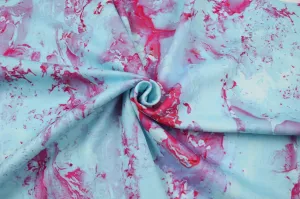 Mid-Weight Viscose Knit - Blue and Pink Marble Print