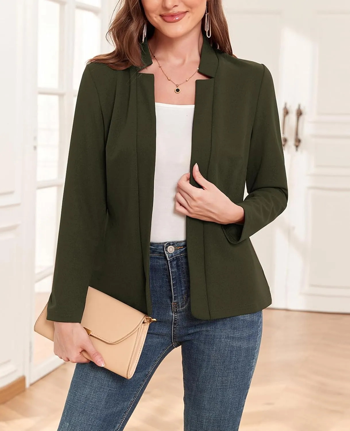 MINTLIMIT Women's Casual Blazer Long Sleeve Open Front Business Work Office Blazer Jacket with Pockets 2025