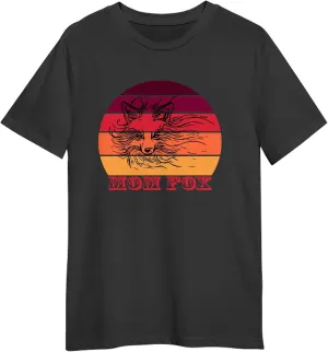 Mom Fox Retro Sunset T-Shirt, Gift for Mom Fox Retro Sunset T-Shirt, Funny Mom Fox Retro Sunset T-Shirt Black