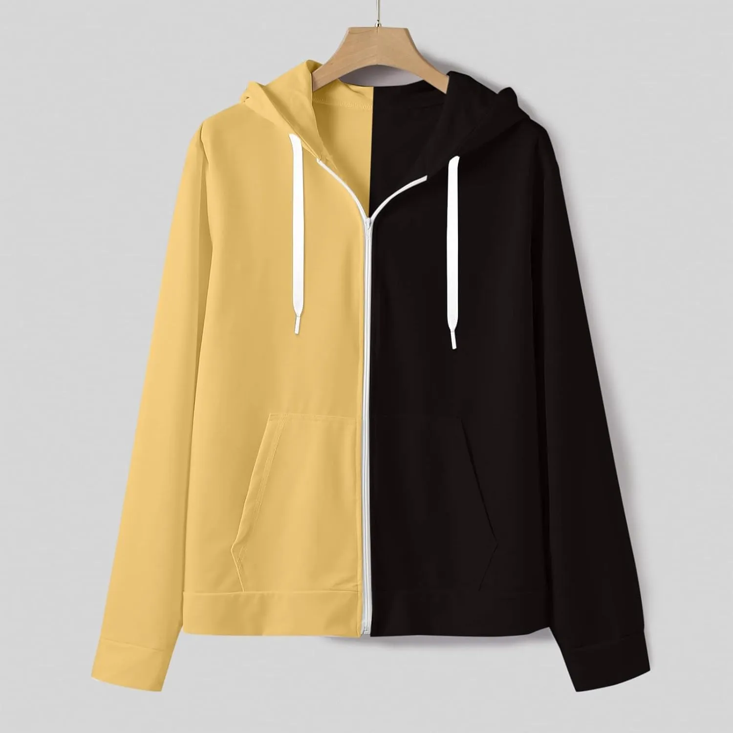 Muscularfit Oversized Sweatshirts for Men Loose Fit Long Sleeve Color Block Drawstring Pullover Hoodies Crewneck Causal Shirt