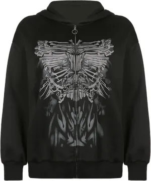 NUFIWI Women Graphic Printed Oversized Y2K Sweatshirt Zip Up Long Sleeve Hoodies Aesthetic Jacket Streetwear with Pockets