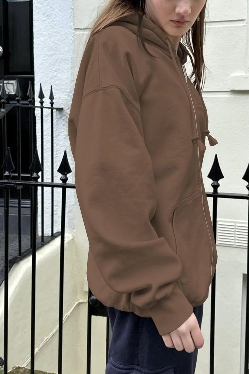 NUFIWI Women Y2k Oversized Hoodie Pullover Long Sleeve Zip Up Going Out Jacket Coat Harajuku Grunge Sweatshirt Streetwear