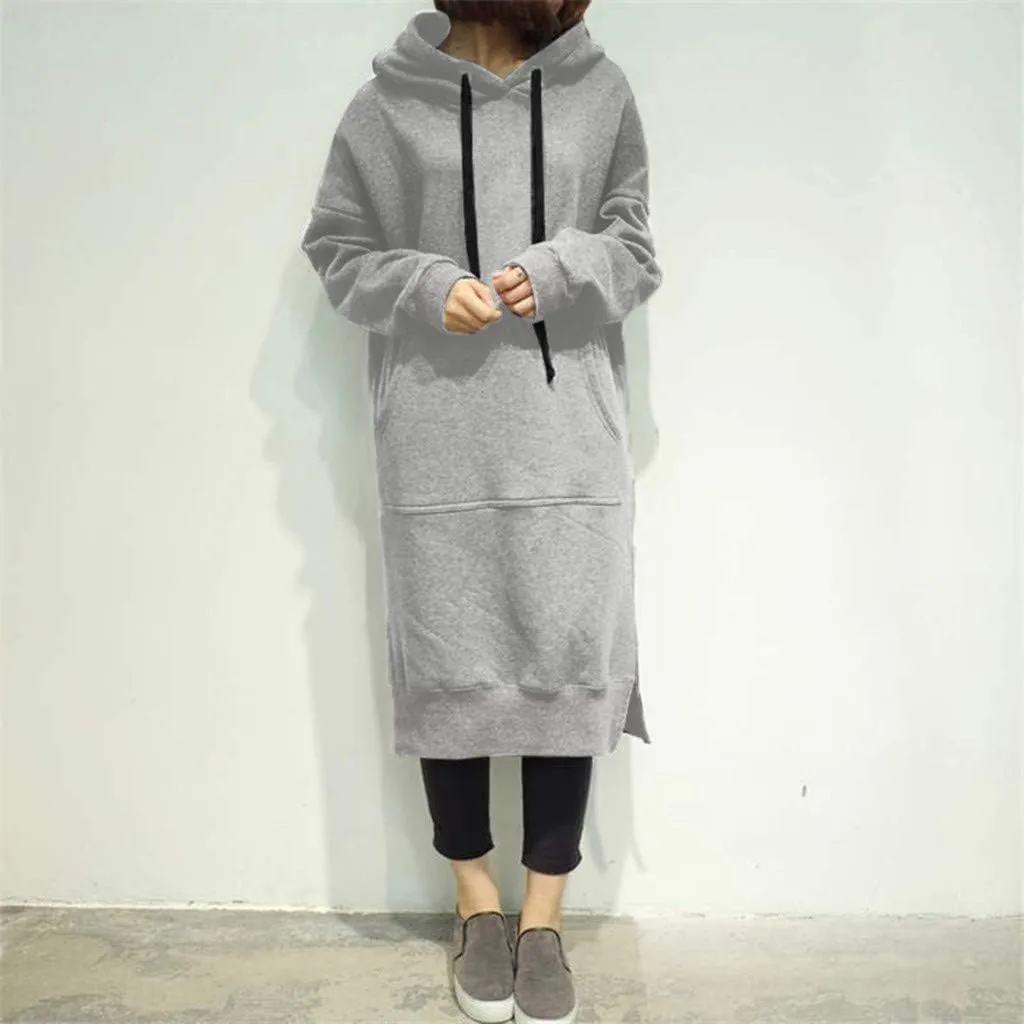 Oversized Hoodie Dress for Women Oversized Casual Hooded Pullover Long Sleeve Drawstring Hoodies Dress Pockets