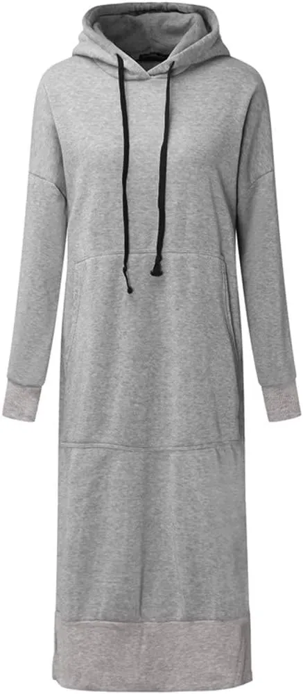 Oversized Hoodie Dress for Women Oversized Casual Hooded Pullover Long Sleeve Drawstring Hoodies Dress Pockets