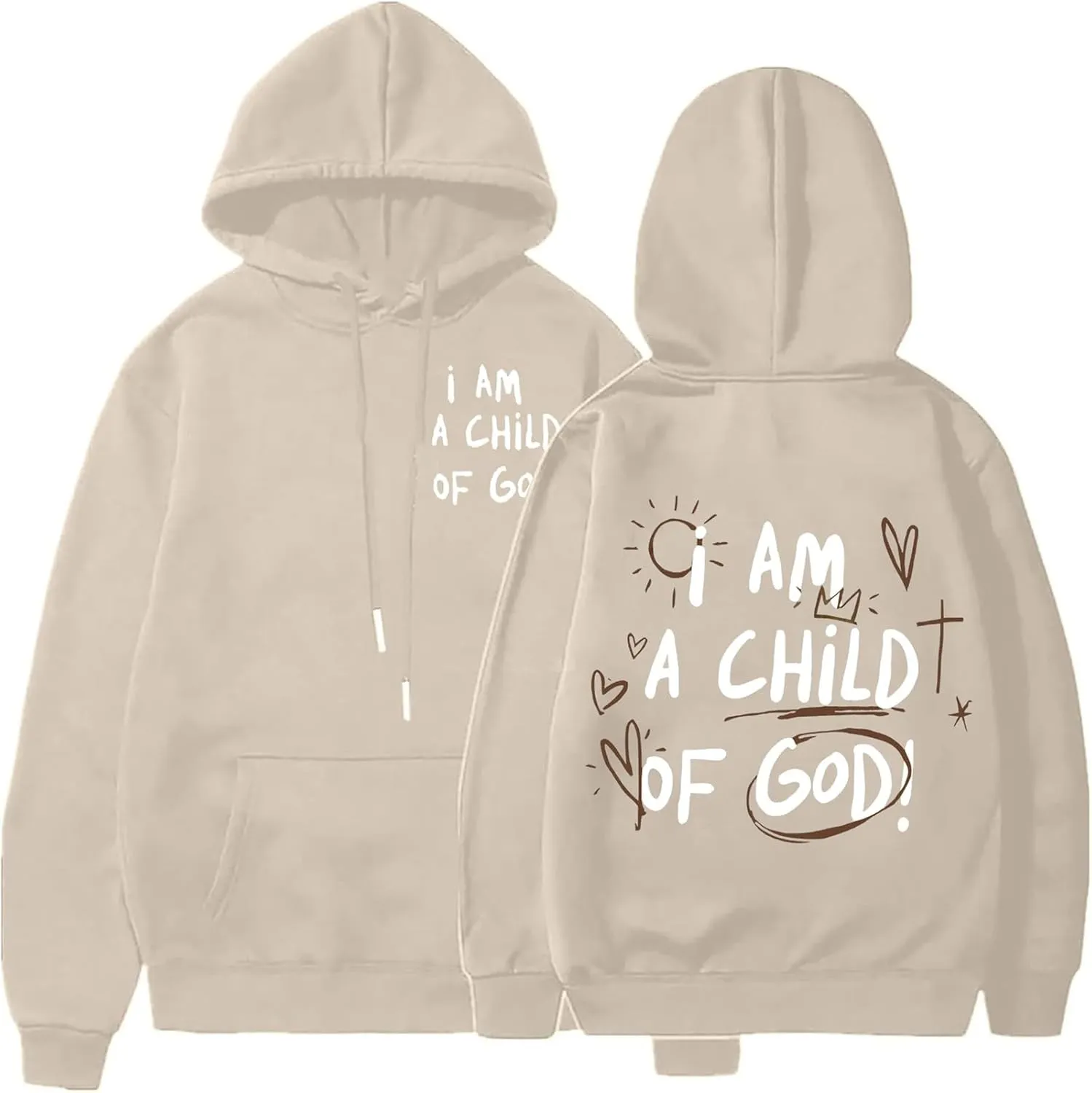 Oversized I am a Child Of God Hoodie Christian Faith Religious God Tops Man Woman Longs Sleeve Pullover Sweatshirt