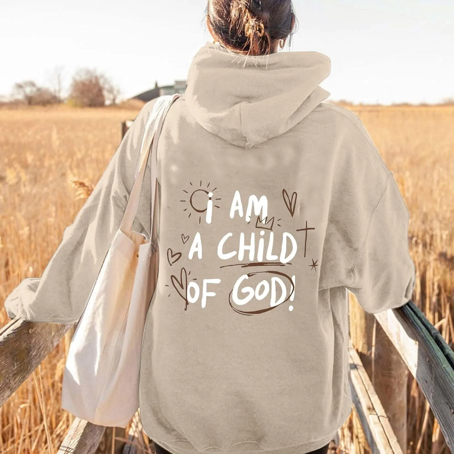 Oversized I am a Child Of God Hoodie Christian Faith Religious God Tops Man Woman Longs Sleeve Pullover Sweatshirt