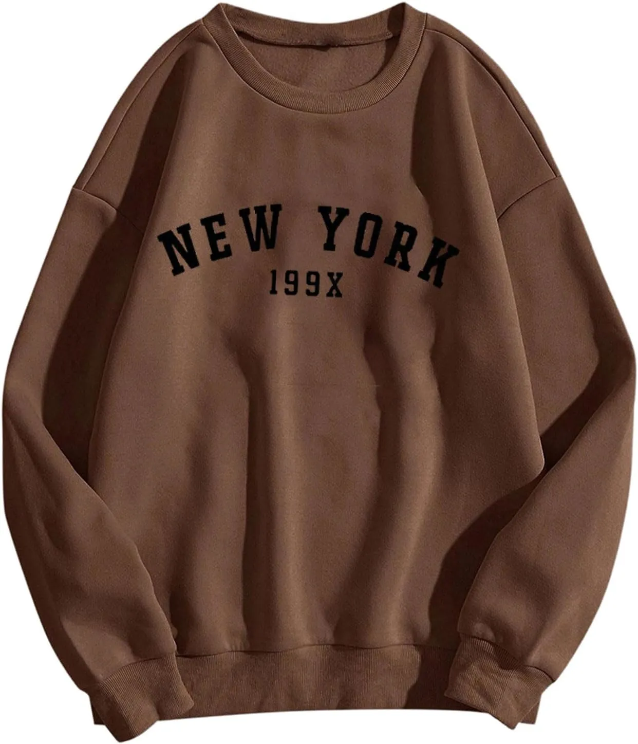 Oversized Sweatshirt for Women New York Letter Print Casual Pullover Long Sleeve Crewneck Slouchy Loose Athletic Tee