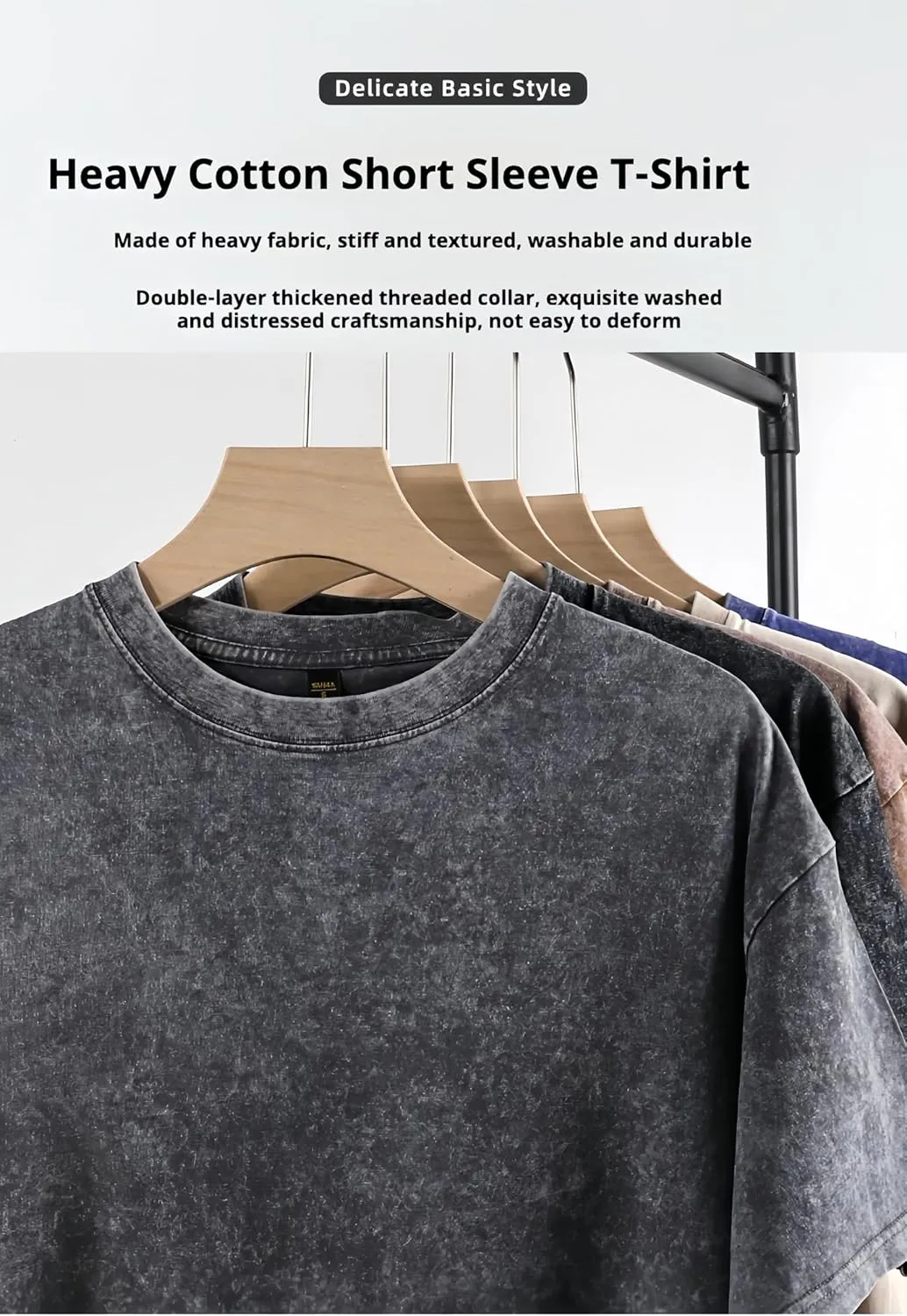Oversized T Shirt Women and Men Pack 2,Acid Washed Vintage T Shirt,Baggy Shirt, S-5XL,Grey Black T Shirt