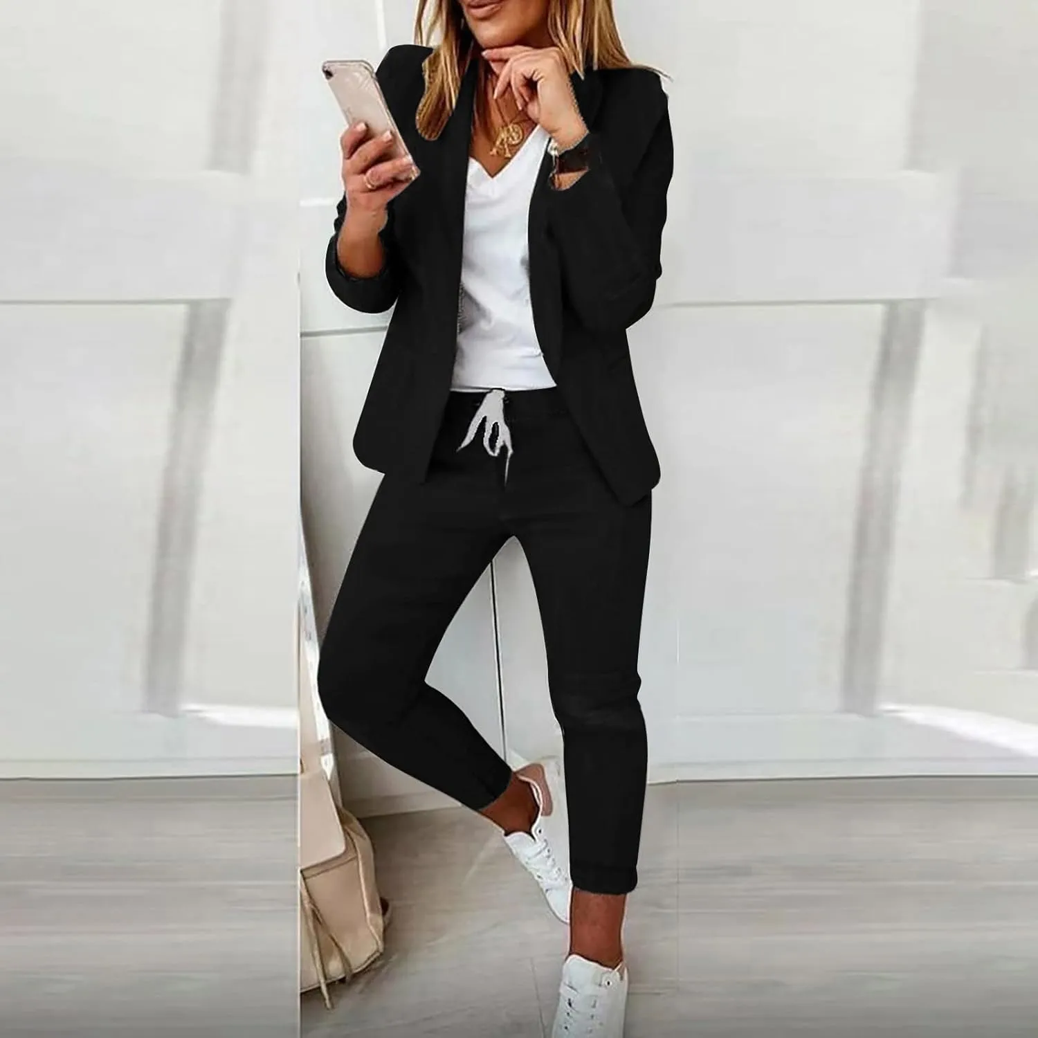 Pants Suits for Women Dressy Business Casual Outfits Blazer Sets Pant Suits 2 Piece Set Work Outfits Office Clothing