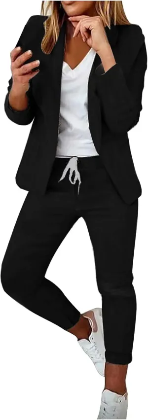 Pants Suits for Women Dressy Business Casual Outfits Blazer Sets Pant Suits 2 Piece Set Work Outfits Office Clothing