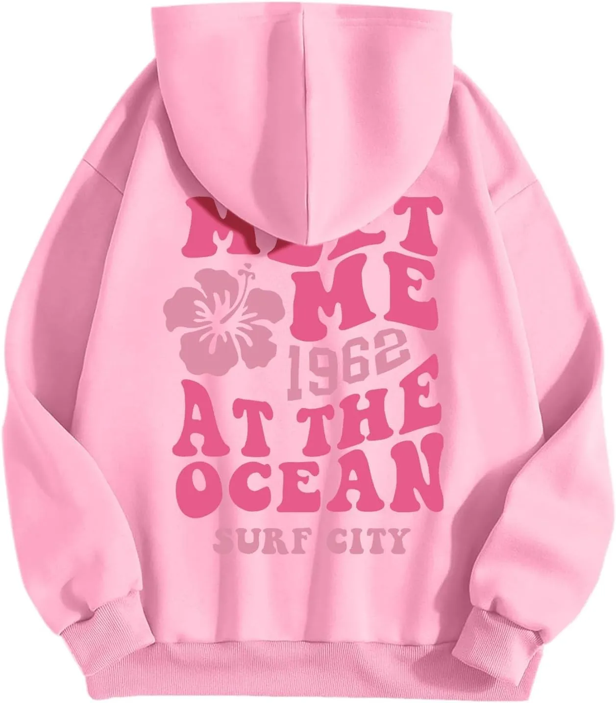 Pink Pom Puff Oversized Hoodie for Teen Girls Long Sleeve Y2K Graphic Hoodies with Pockets 2024 Fall Preppy Sweatshirt