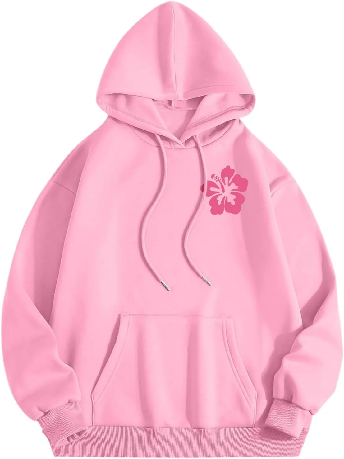 Pink Pom Puff Oversized Hoodie for Teen Girls Long Sleeve Y2K Graphic Hoodies with Pockets 2024 Fall Preppy Sweatshirt
