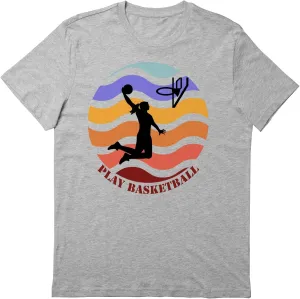 Play Basketball Retro Sunset T-Shirt, Gift Play Basketball Retro Sunset T-Shirt, Funny Play Basketball Retro Sunset T-Shirt, Gift Play Basketball Retro Sunset T-Shirt Gray