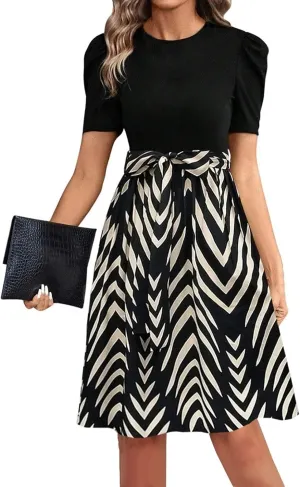 Plus Size Summer Dresses Women Trendy Floral Print Short Sleeve Sundress Elegant Ruffle Cocktail A Line Flowy Dress