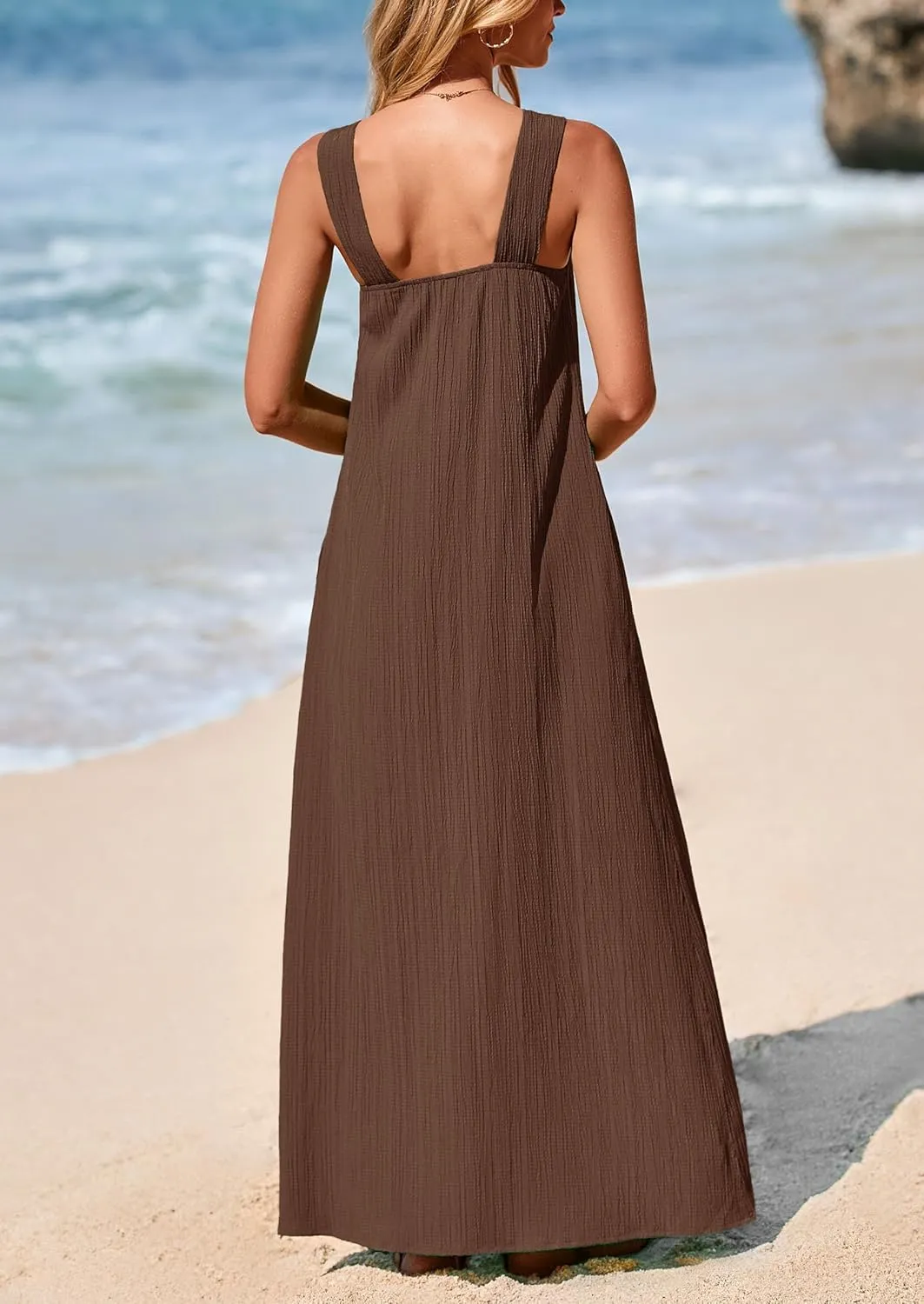 PRETTYGARDEN Womens 2025 Casual Long Summer Dresses Sleeveless Strappy Loose Flowy Beach Vacation Maxi Dress with Pockets