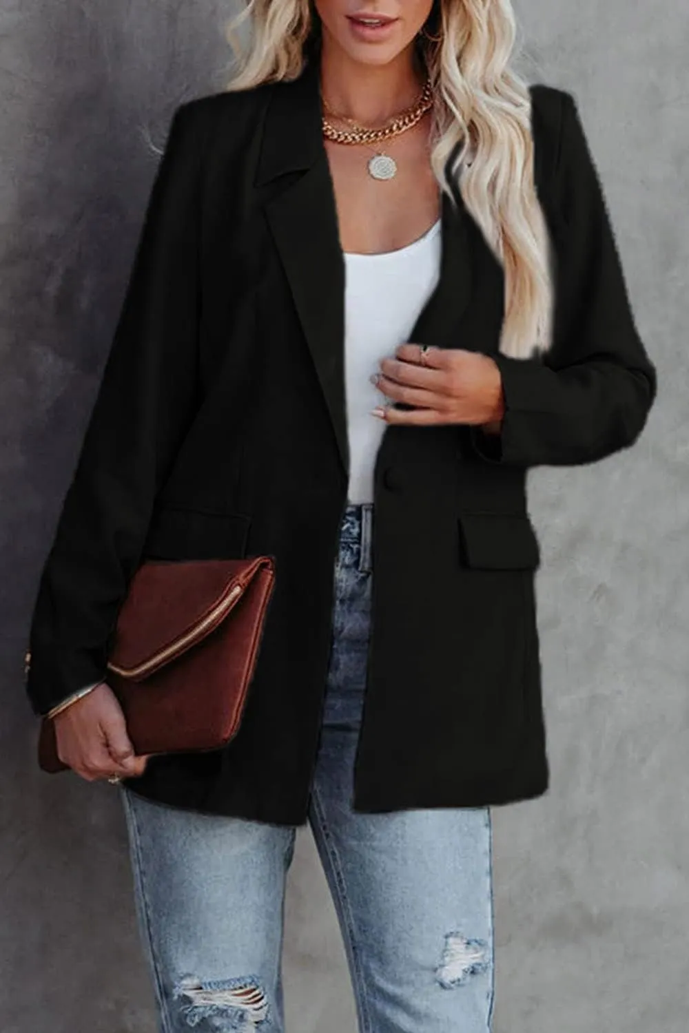 PRETTYGARDEN Women's Casual Blazers Long Sleeve Open Front Button Work Office Blazer Jackets with Pockets
