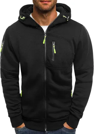 Pullover & Full Zip Mens' Autumn Winter Long Sleeve Zipper Hooded Sweatshirt Men's Hooded Fleece Sweatshirt With