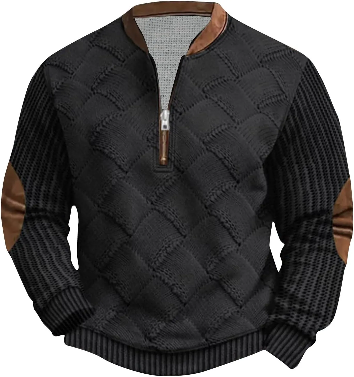 Quarter Zip Pullover Mens Sweatshirt Casual Long Sleeve Stand Collar Sweatshirts Polyester S-5Xl