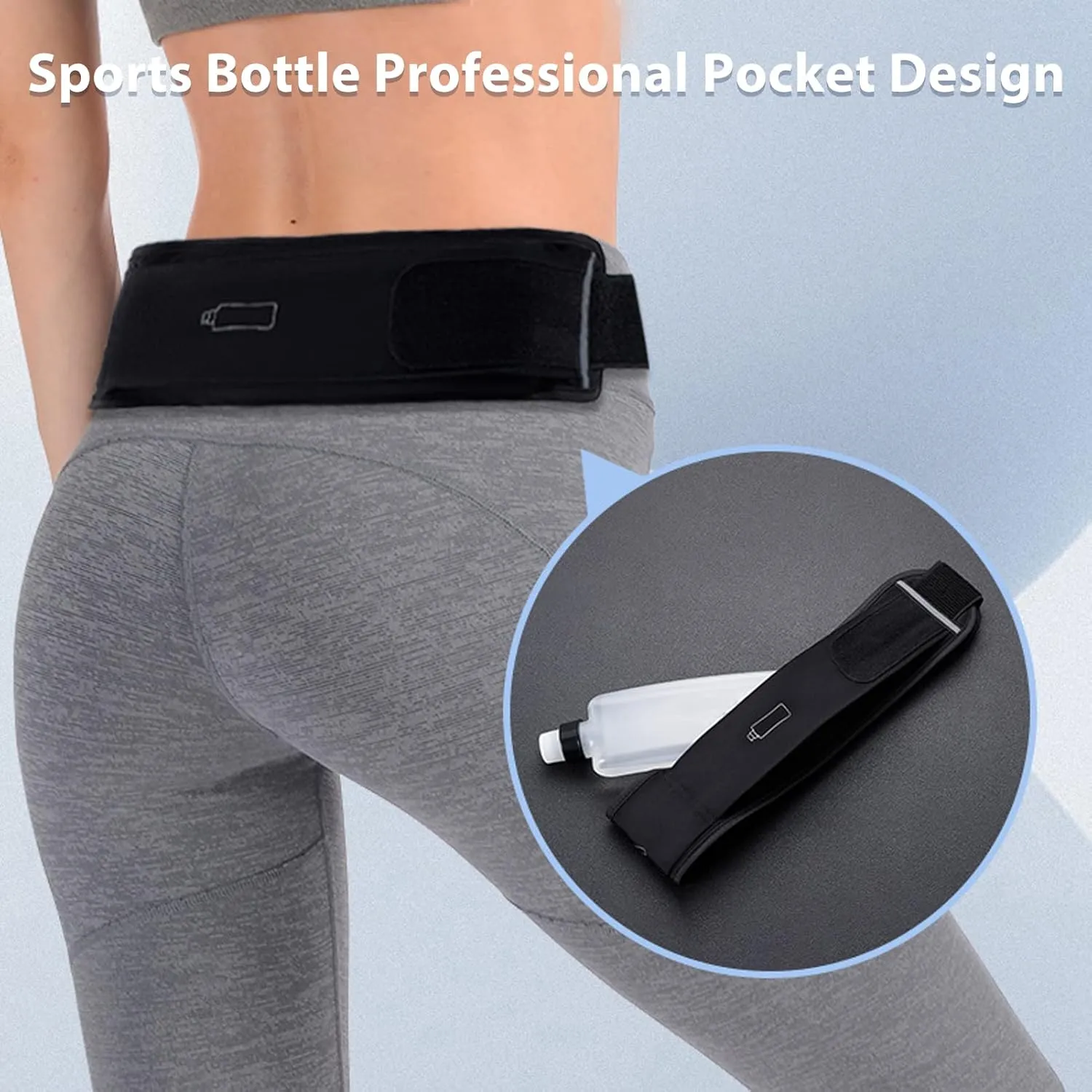 Running Belt Fanny Pack Multi Pocket Elastic Breathable Lightweight Jogging Belt Reflective Strip for Running Fitness Travel (Black)