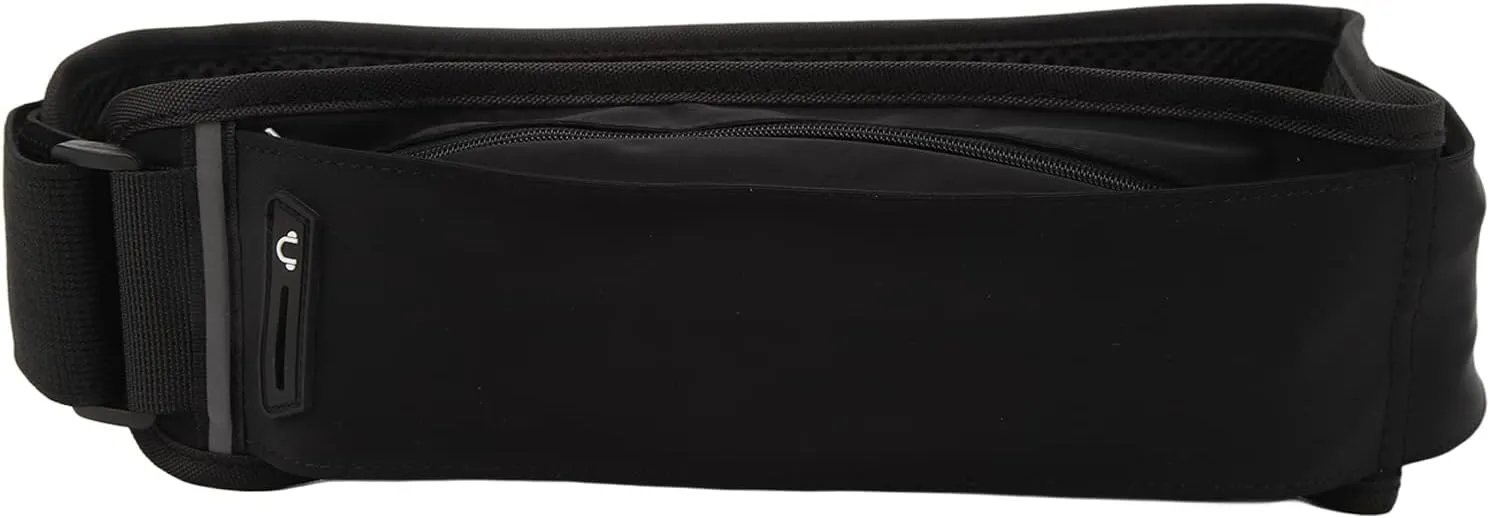 Running Belt Fanny Pack Multi Pocket Elastic Breathable Lightweight Jogging Belt Reflective Strip for Running Fitness Travel (Black)