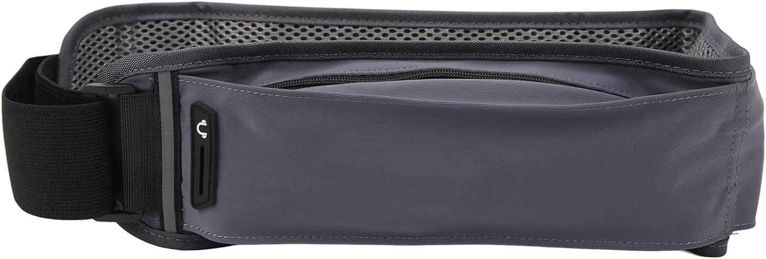 Running Belt Fanny Pack Multi Pocket Elastic Breathable Lightweight Jogging Belt Reflective Strip for Running Fitness Travel (Grey)
