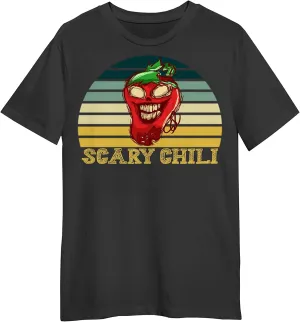 Scary Chili Retro Sunset T-Shirt, Gift Scary Chili Retro Sunset T-Shirt, Funny Scary Chili Retro Sunset T-Shirt, Gift Scary Chili Retro Sunset T-Shirt Black