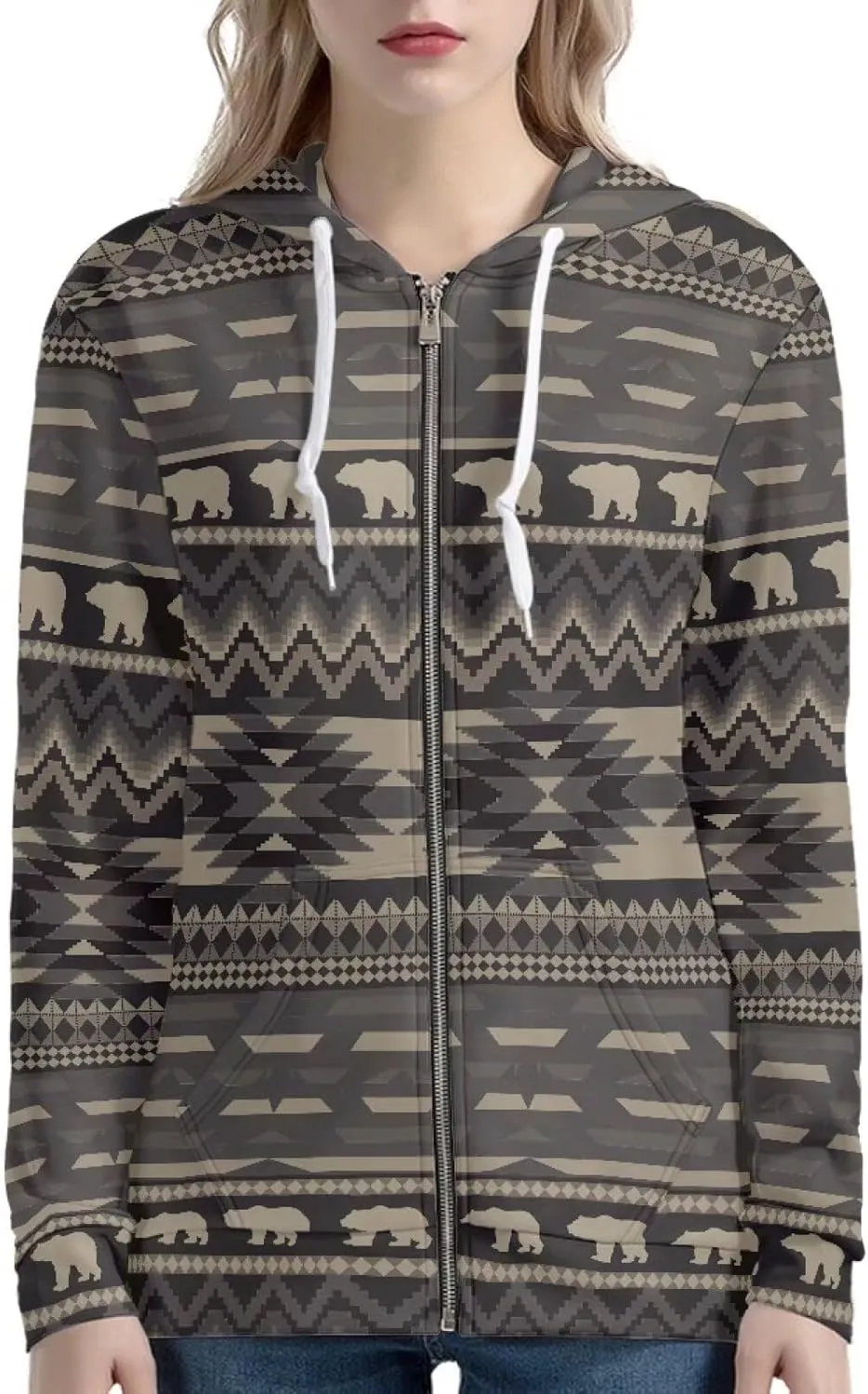 SEANATIVE Women Zip Up Hoodies Drawstring Sweatshirt Long Sleeve Casual Hoodie Jacket with Pocket Size XS-5XL