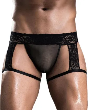 SEAUR Men's See Through Lace Boxer Brief Breathable Lightweight Low Rise Underwear Elastic Comfort Stretchy Lingerie