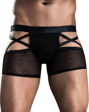 SEAUR Men's See Through Lace Boxer Brief Breathable Lightweight Low Rise Underwear Elastic Comfort Stretchy Lingerie