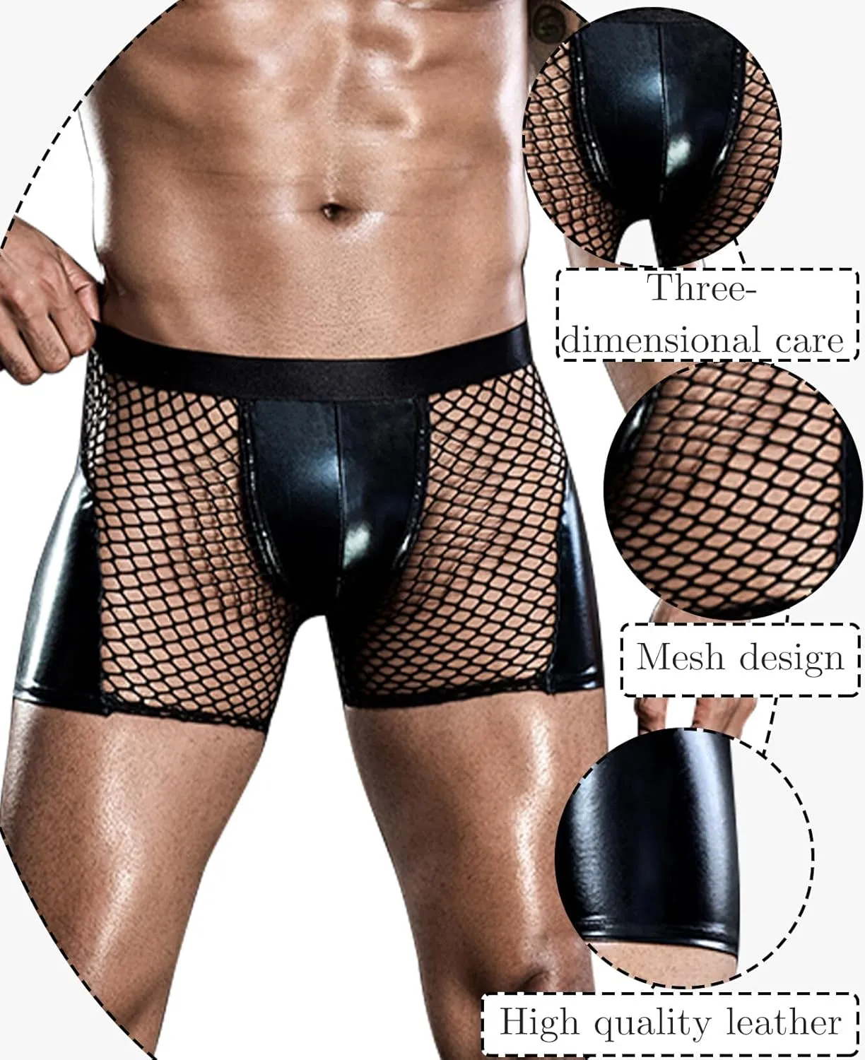 SEAUR Men's See Through Lace Boxer Brief Breathable Lightweight Low Rise Underwear Elastic Comfort Stretchy Lingerie