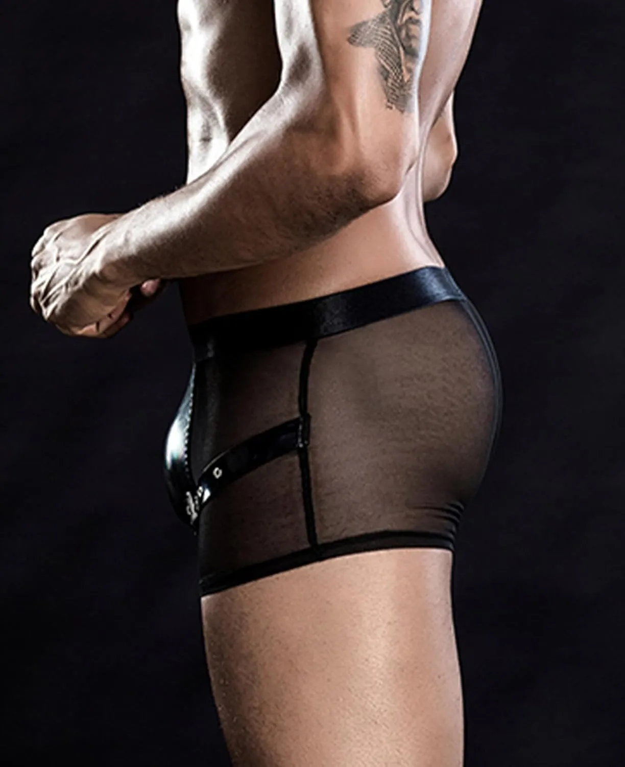 SEAUR Men's See Through Lace Boxer Brief Breathable Lightweight Low Rise Underwear Elastic Comfort Stretchy Lingerie
