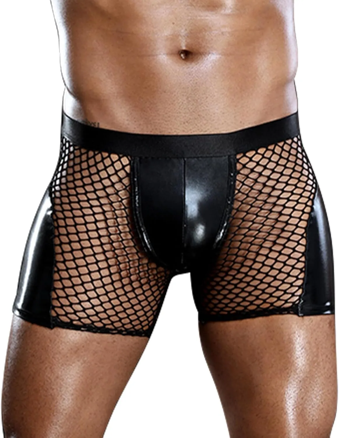 SEAUR Men's See Through Lace Boxer Brief Breathable Lightweight Low Rise Underwear Elastic Comfort Stretchy Lingerie