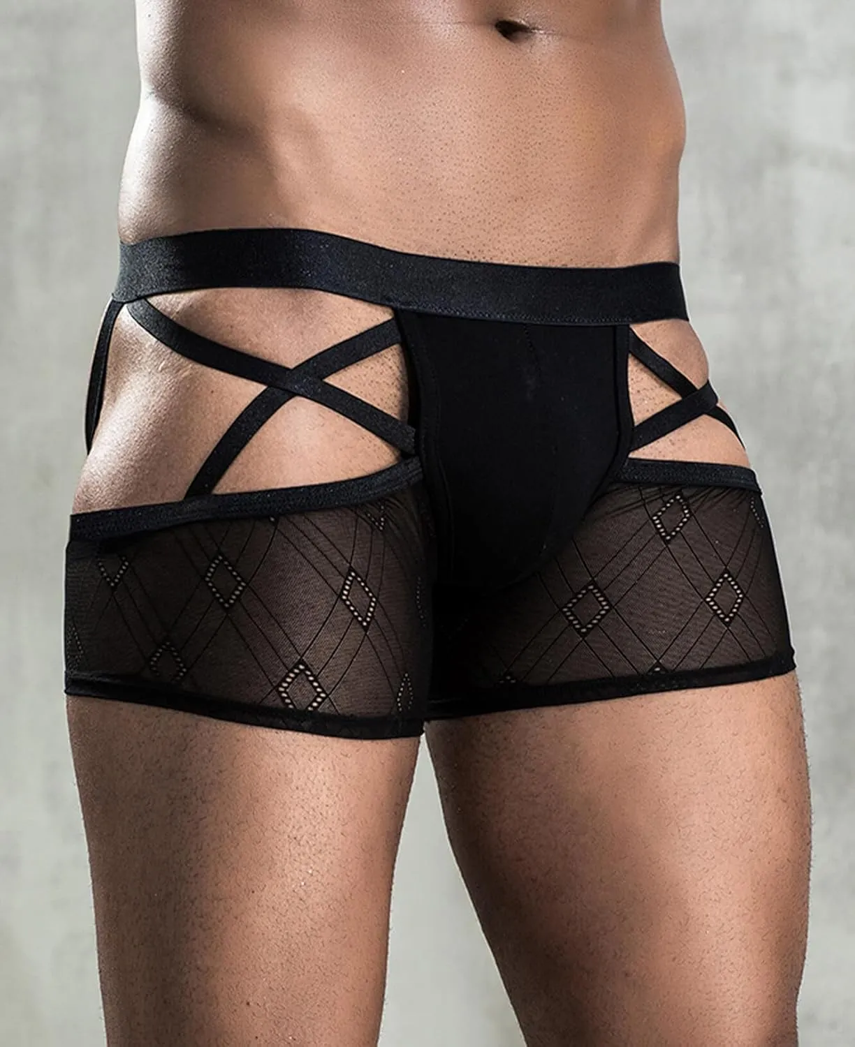 SEAUR Men's See Through Lace Boxer Brief Breathable Lightweight Low Rise Underwear Elastic Comfort Stretchy Lingerie