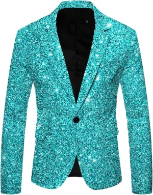 Shiny Sequins Tuxedo Jacket for Men Floral One Button Coat Peak Lapel Tailcoat Party Prom Wedding TailBlazer