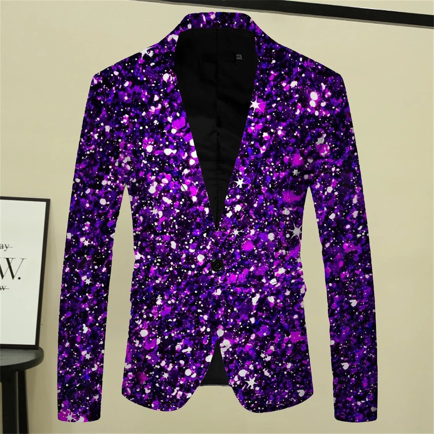 Shiny Sequins Tuxedo Jacket for Men Floral One Button Coat Peak Lapel Tailcoat Party Prom Wedding TailBlazer
