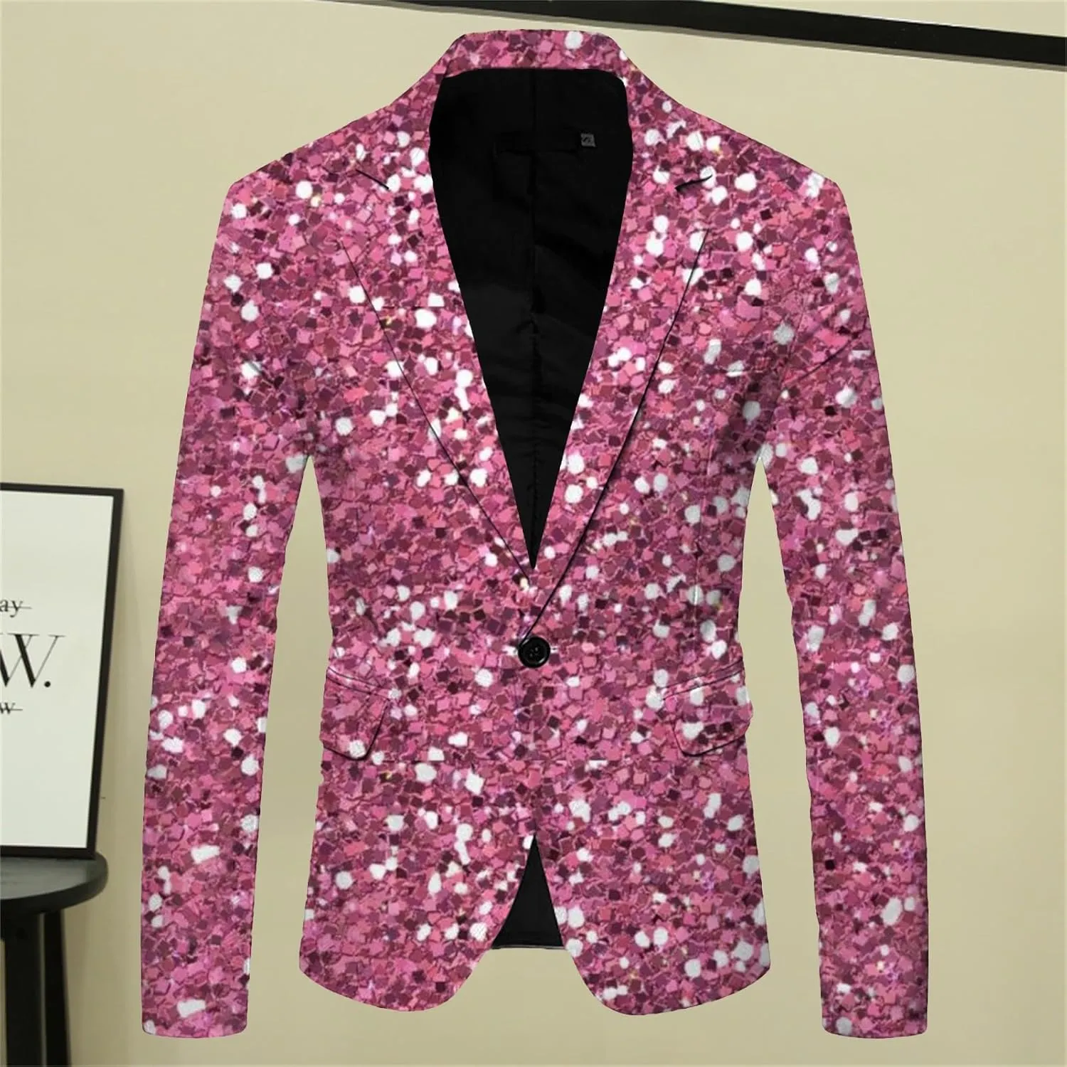 Shiny Sequins Tuxedo Jacket for Men Floral One Button Coat Peak Lapel Tailcoat Party Prom Wedding TailBlazer