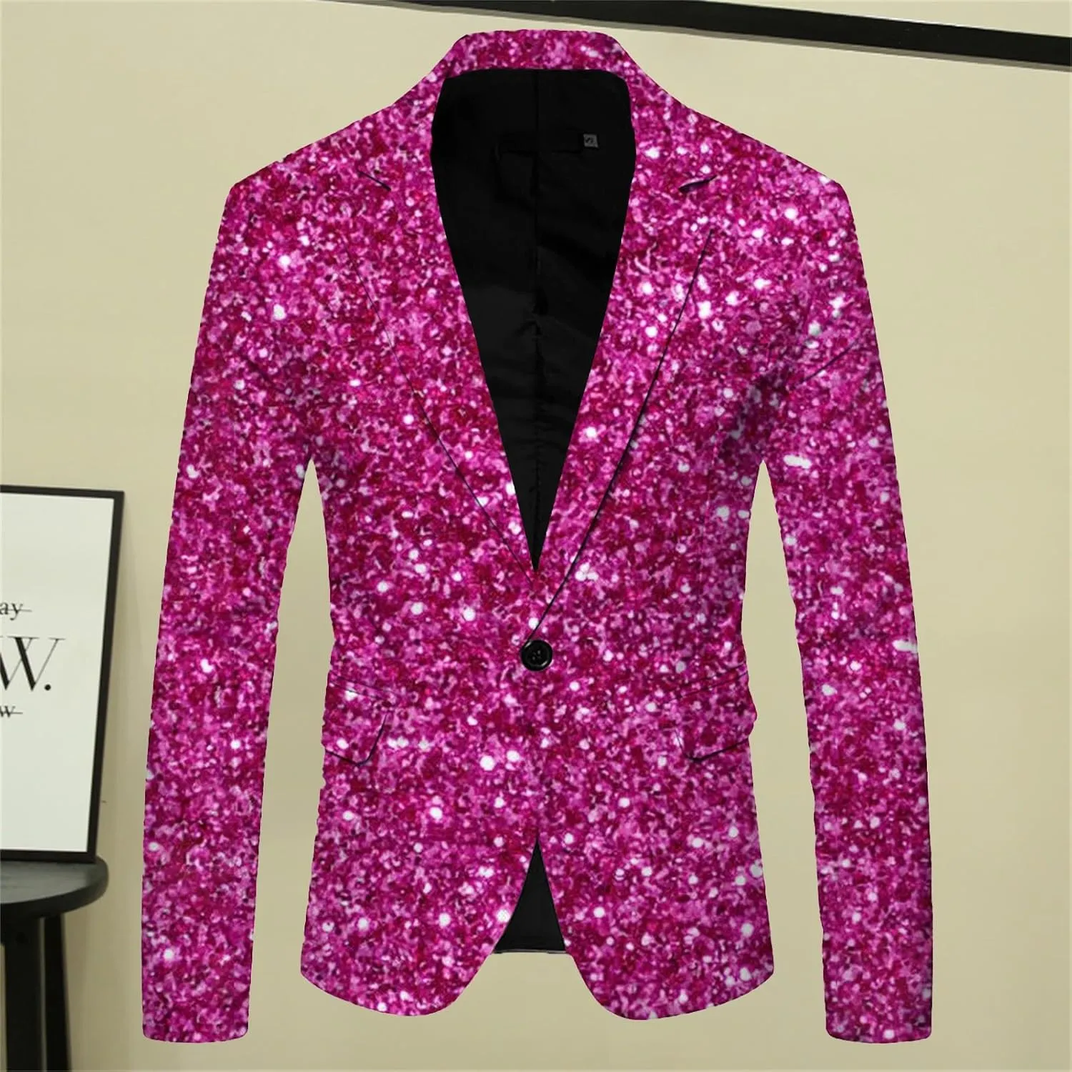 Shiny Sequins Tuxedo Jacket for Men Floral One Button Coat Peak Lapel Tailcoat Party Prom Wedding TailBlazer