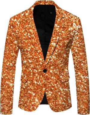 Shiny Sequins Tuxedo Jacket for Men Floral One Button Coat Peak Lapel Tailcoat Party Prom Wedding TailBlazer