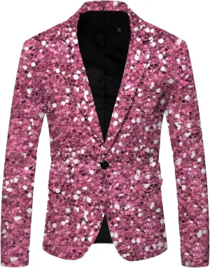 Shiny Sequins Tuxedo Jacket for Men Floral One Button Coat Peak Lapel Tailcoat Party Prom Wedding TailBlazer