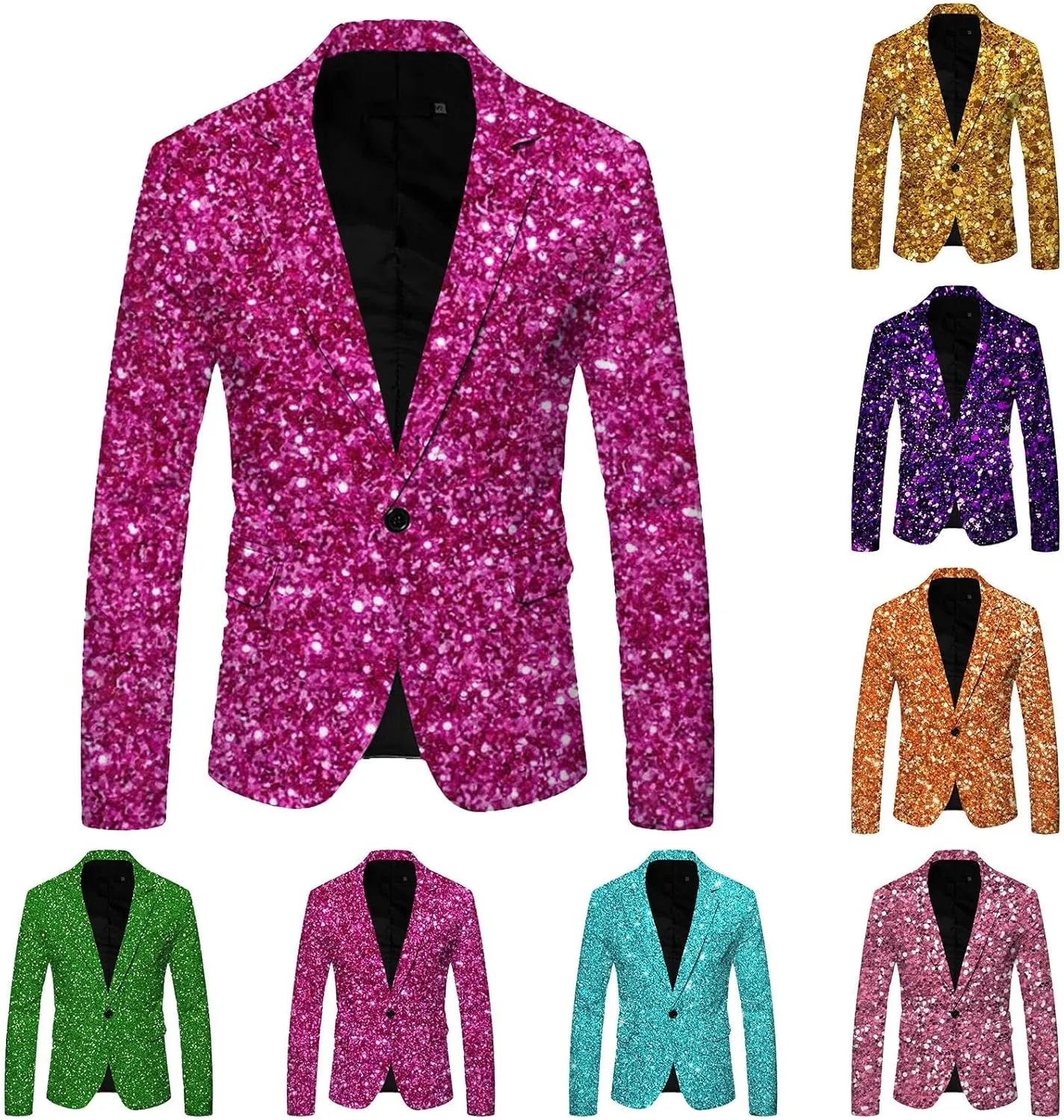 Shiny Sequins Tuxedo Jacket for Men Floral One Button Coat Peak Lapel Tailcoat Party Prom Wedding TailBlazer