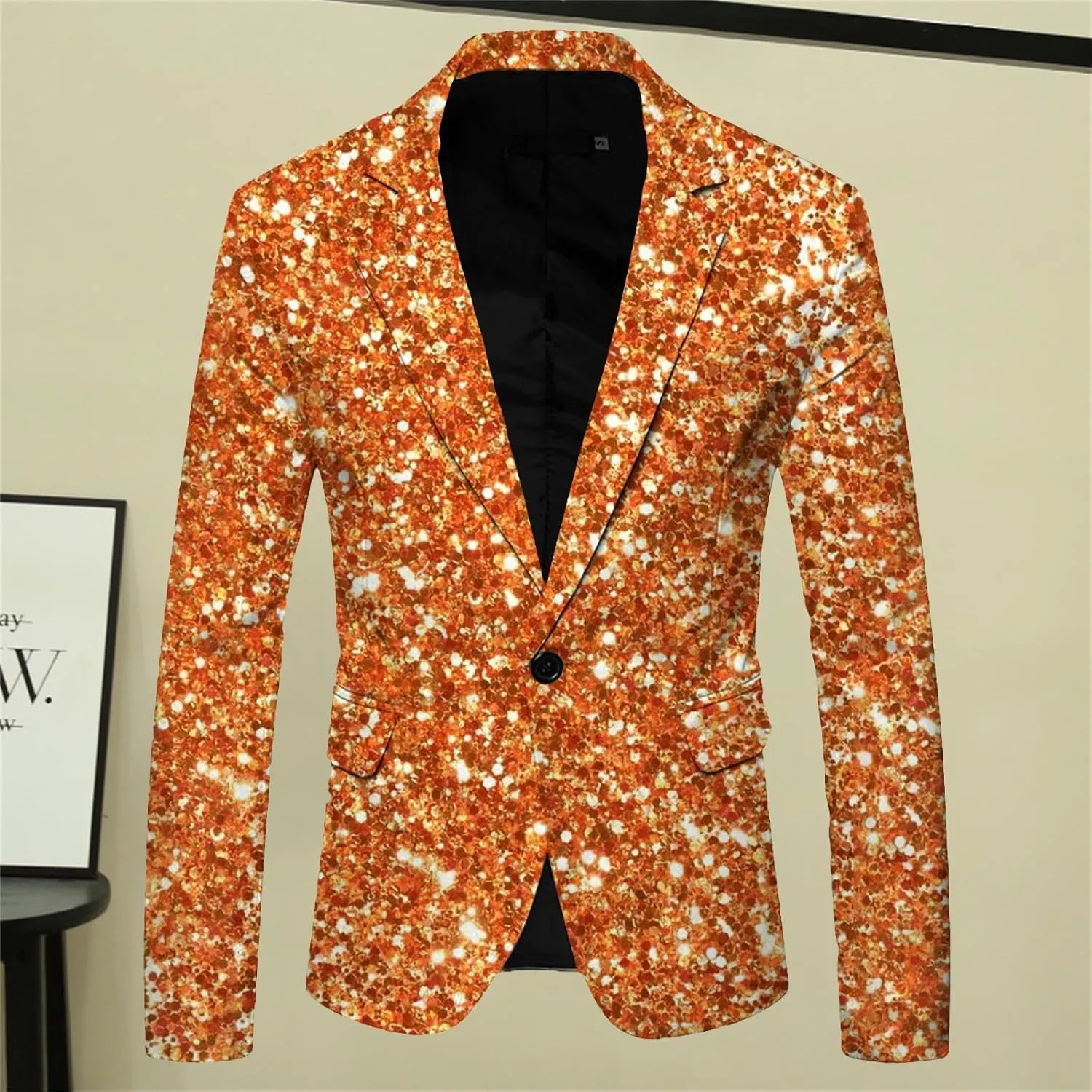 Shiny Sequins Tuxedo Jacket for Men Floral One Button Coat Peak Lapel Tailcoat Party Prom Wedding TailBlazer